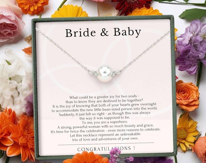 Pregnant Bride Gift Box • Expecting Bride Gift ideas • Engaged Pregnant • Bride with a bump • Mama Bride to be Gift necklace gift box