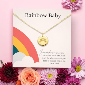 Rainbow Baby Gift for Mom, Hand stamped initial personalized necklace in Sterling silver