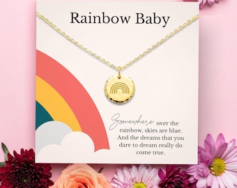 Rainbow Baby Gift for Mom, Hand stamped initial personalized necklace in Sterling silver