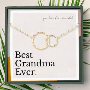 Beste Oma aller Zeiten, Oma Halskette Geschenk von der Enkelin, ineinandergreifenden Kreis Schmuck, Sterling Silber oder 14k Vermeil Gold