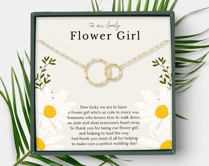 Gift for flower girl on wedding day • Thank you jewelry for her • Bridal party necklace •  Junior bridesmaid gift • Little girl necklace