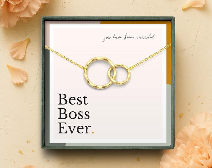 Gift for Boss, Retirement, Bosses Day, Promotion, Corporate Gift, Appreciation, Best Boss Ever Necklace, Sterling Silver or Gold Boss Gift