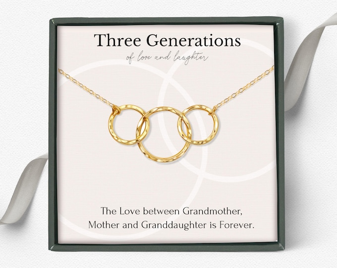 Three Generations necklace Mother Daughter Grandmother 3 circle necklace gift Mother's day gift for grandmother