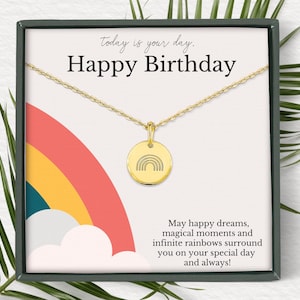 Cadeau collier d'anniversaire arc-en-ciel pour elle • Cadeau de joyeux anniversaire pour fille, petite-fille, nièce. Cadeau collier Sweet 16th en argent sterling