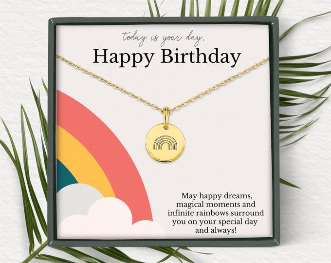 Rainbow Birthday necklace gift for her • Happy Birthday Gift for Daughter, Granddaughter , niece. Sweet 16th necklace gift sterling silver