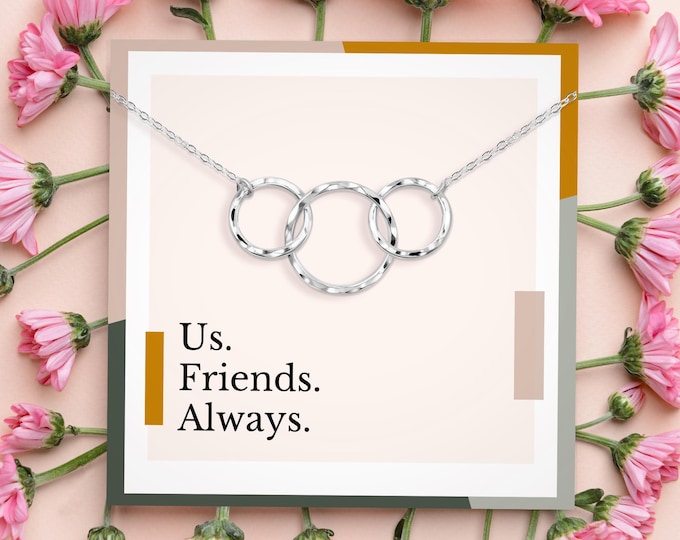 3 friends jewelry gift | Long distance friend gift | 3 Best friend birthday gifts | 3 matching necklaces | Birthday gifts for sister