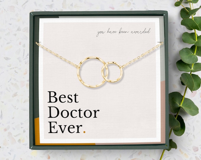 Doctor Graduation Necklace Gift, Graduation Gifts Ideas for Her, Doctor Appreciation Interlocking Circle Sterling Silver 14k Gold Vermeil