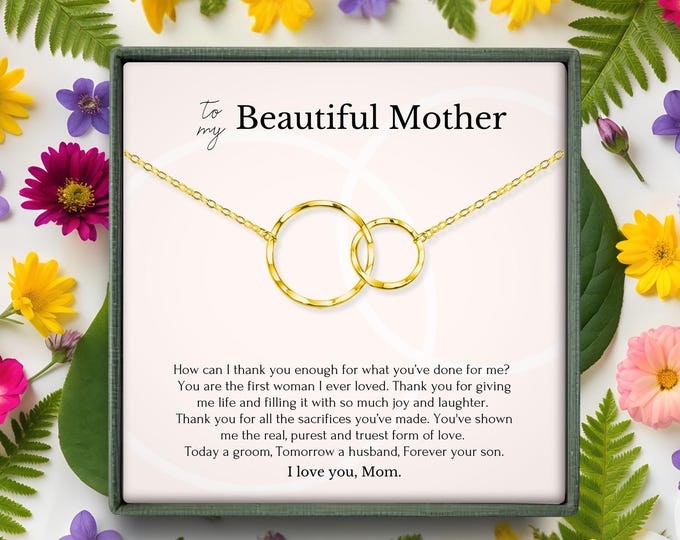 Gift for mom from son on wedding day • Mother of the groom gift from groom • Necklace for mom from son wedding • Gift box