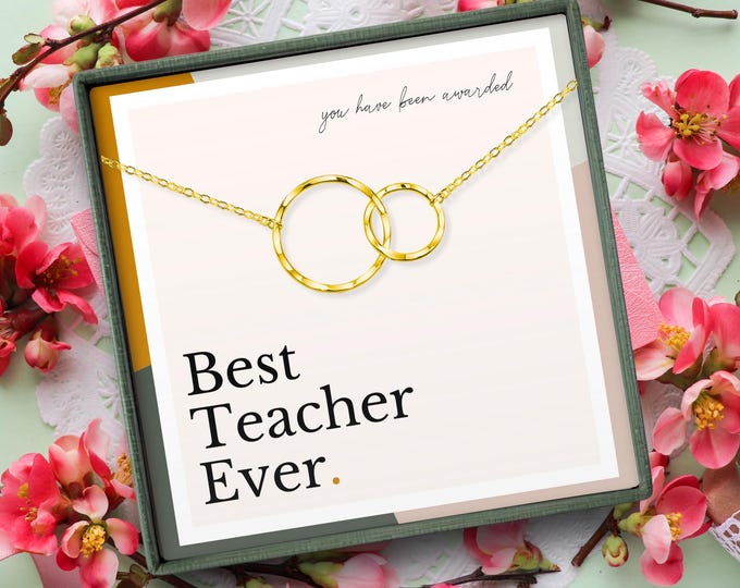 Teacher Gift Necklace | Thank You Teacher Gift for Retirement & Graduation | Teacher Appreciation Week Present Ideas From Student