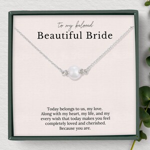 Schmuck für die Braut, Geschenk für die Braut vom Bräutigam am Hochzeitstag, Zierliche Perlenkette, Sterling Silber