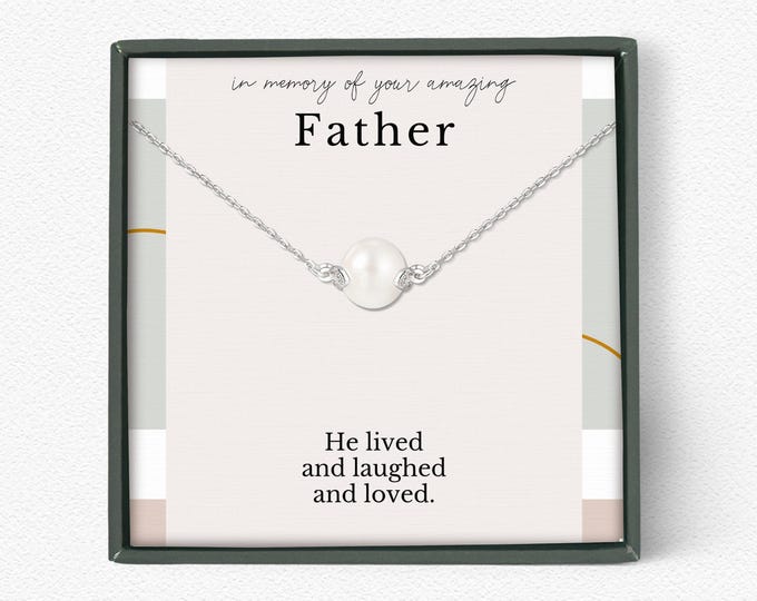 In memory of your father • Father remembrance pearl necklace • Loss of father • Bereavement gift • Memorial jewelry • Father keepsake gift