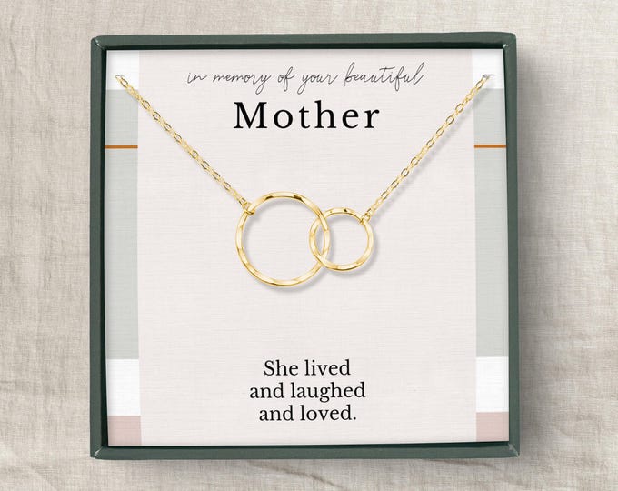 Loss of Mother gift necklace, Sympathy gift loss of Mother, Mother remembrance, Eternity Circles necklace  or Sterling Silver
