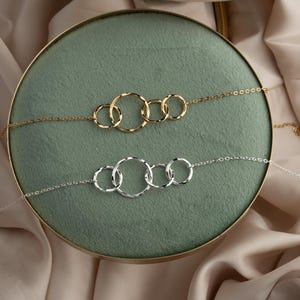 40th Birthday gifts for women | minimalist 4 ring Sterling Silver Necklace | 14K gold vermeil | gift wrapped birthday milestone image 2