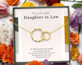 Regalo di nozze per la nuora, collana in argento sterling con cerchi intrecciati, regalo di gioielli da parte della suocera