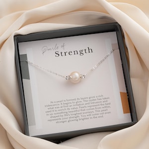 Pearl of Strength Necklace, Strength Gift for her, Warrior necklace, Tough times gift, Necklace Gift for Friend