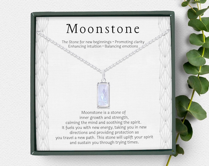 Moonstone necklace sterling silver New Beginnings Necklace Meaningful Divorce Break Up Strength Gift New Job Gift for her gift box