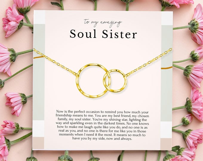 Soul sister circle necklace gift, Friendship necklace, Best friend gift, BFF dainty infinity necklace gift, Sterling Silver