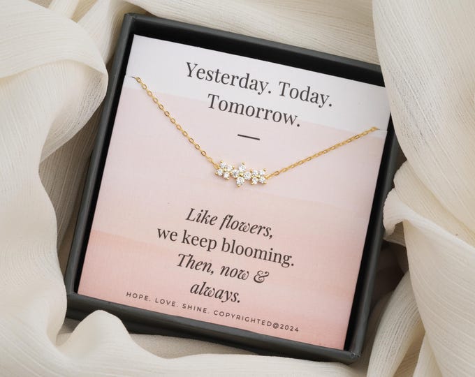 3 flower Dainty Gold Necklace Pendant Sterling Silver Best friend Jewelry Gift for Her Birthday