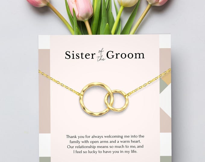 Sister of the groom gift, Sister in law wedding gift, Sister of the groom necklace with message, wedding gift from bride,