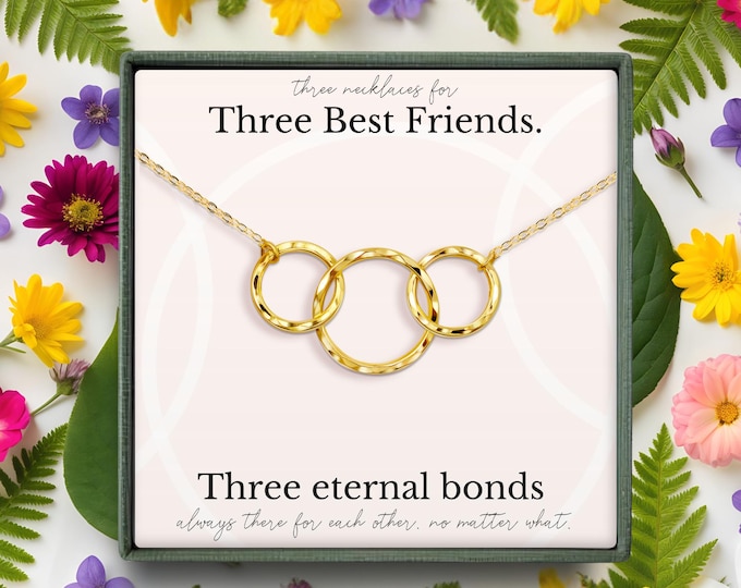 Best friend necklace for 3 | Three best friends jewelry | Long distance best friend gift | Best friend birthday gift | BFF necklace for 3