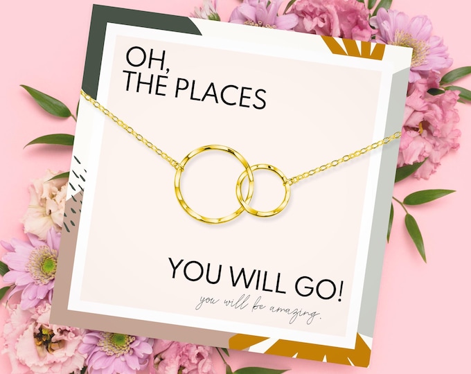 Graduation necklace gift for her, Oh the places you'll go, Gift for new job, Going away gift for woman, New beginnings necklace