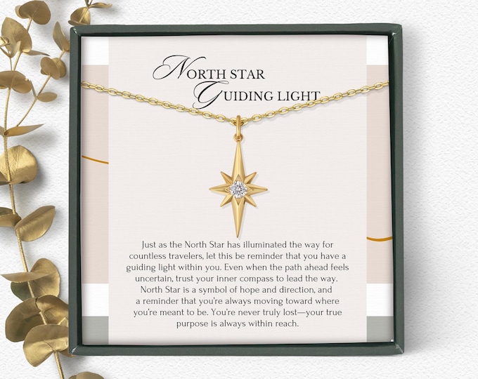 North Star Necklace Gift for her •  Sentimental Inspirational Jewelry • Gift for Daughter • Sterling Silver Gold