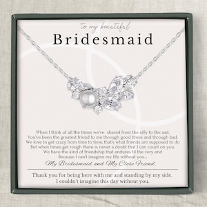 Cadeau collier de demoiselles d'honneur Collier de perles en cristal avec pendentif en diamant simple Coffret cadeau carte