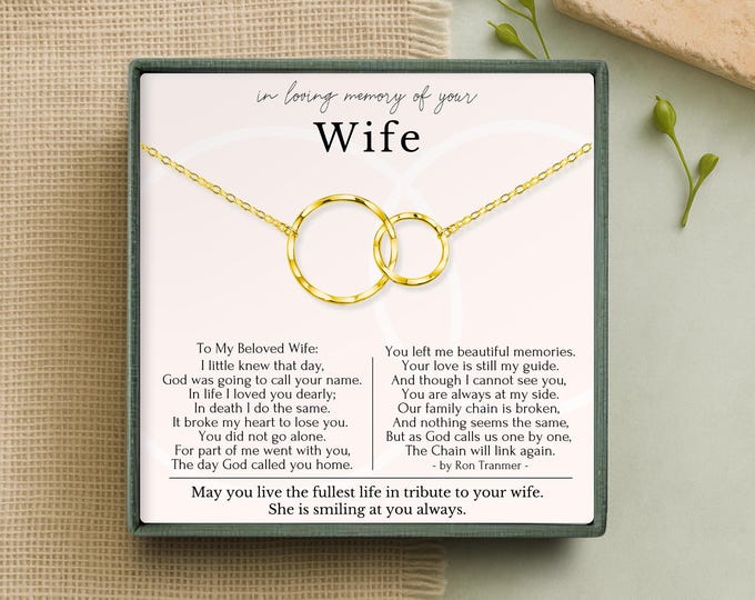 Loss of Wife Memorial Necklace, Sympathy Gift for Her, Sorry for Your Loss Keepsake, Bereavement Jewelry, Comforting Memorial Gift