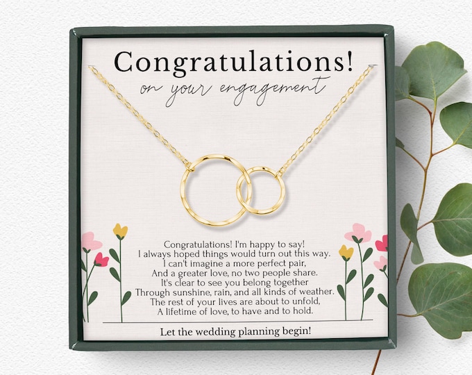 Congratulations on Engagement gift, Engagement gift for her, engagement Necklace gift Interlocking circles necklace Sterling