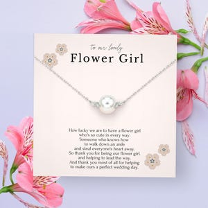 Flower Girl Gift Necklace | Bridal Party Jewelry, Thank You Gift for Junior Bridesmaid & Little Girl on Wedding Day