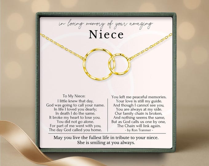 Sympathy gift loss of niece | Memorial necklace for niece | Remembrance gifts | Bereavement jewelry for woman | Gifts for loss of loved one