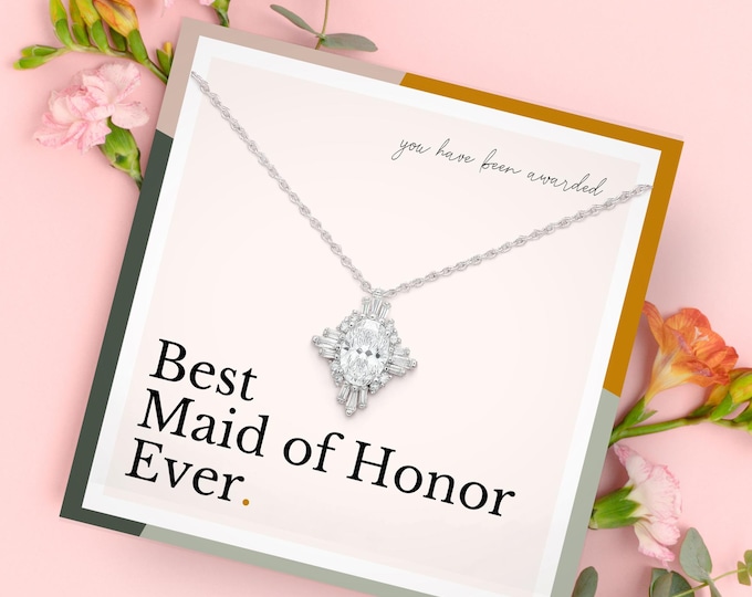 Maid of honor Necklace Earring gift set • Antique style vintage inspired bridal necklace earring • Crystal clustered round diamond necklace