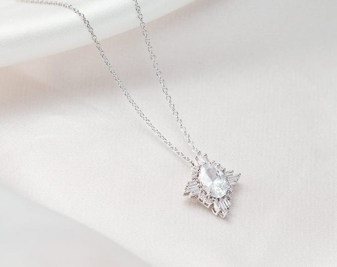 Bridal Wedding Necklace & Earrings Set Vintage Crystal Pendant Jewelry for Bride Bridesmaid accessories
