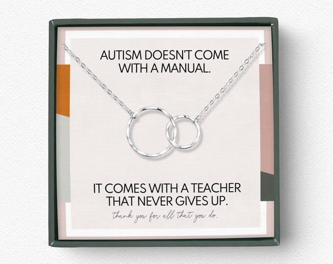 Autism teacher gift | Autism awareness necklace gift | Thank you gift for autism teacher | Appreciation gifts | Teacher jewelry gift