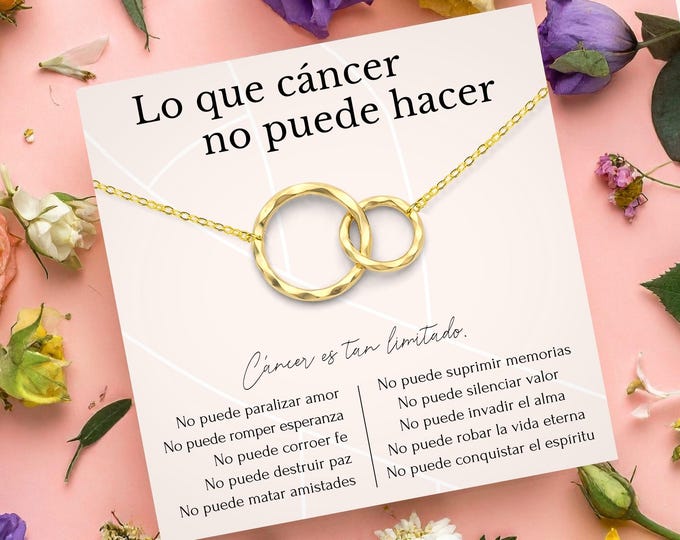 Cancer Gift for Her | Apoyo para Mujer con Cáncer de Parte de Amiga o Familia | Necklace in Spanish & English | Regalo Esperanza