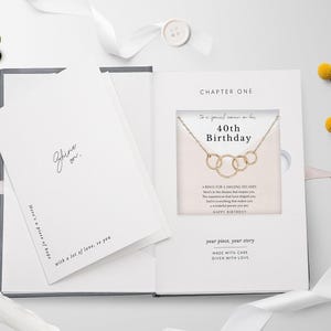 40th Birthday gifts for women | minimalist 4 ring Sterling Silver Necklace | 14K gold vermeil | gift wrapped birthday milestone image 9