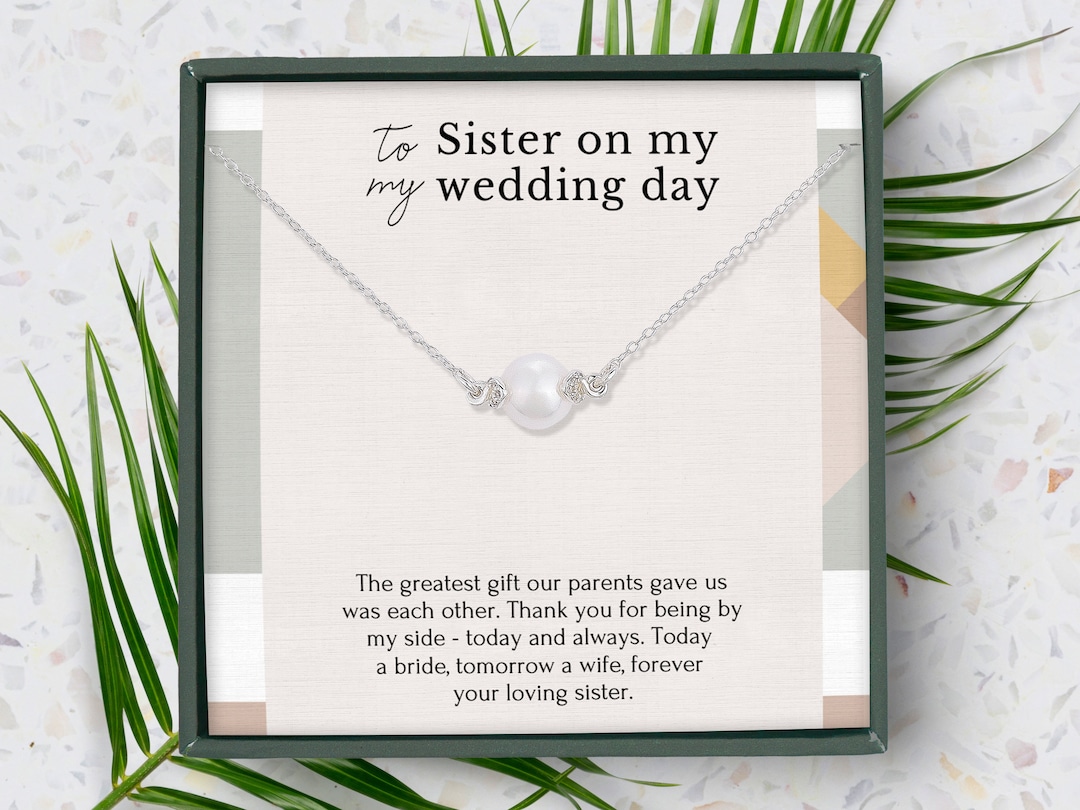 Sister Wedding Gift From Sister, Sister Wedding Day Gift Necklace With Message, Rehearsal Dinner