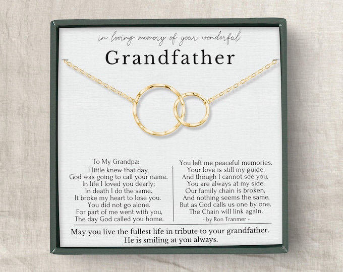 Loss of Grandpa necklace gifts, Loss of grandfather necklace, In Memory of Grandpa, Grandpa keepsake gift necklace