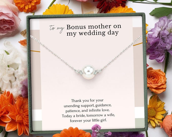 Stepmom Wedding Gift, Sterling Silver Pearl Necklace, Bonus Mom Jewelry