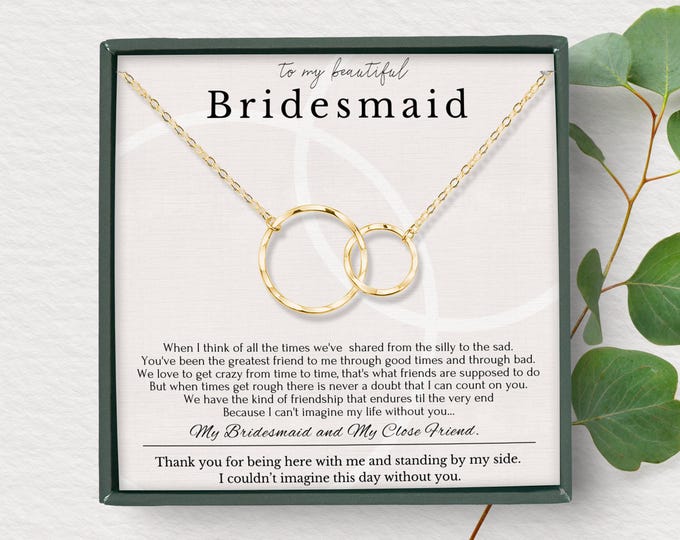 Bridesmaid Necklace Gift, Bridesmaid Thank You Gift, Bridal Party Gift Jewelry, Wedding Party, in Sterling Silver