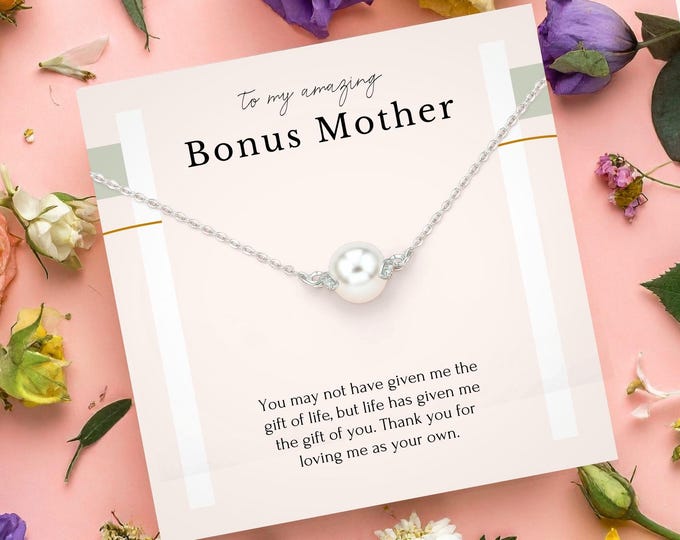 Bonus mom Necklace Gift Wedding Gift, Bonus Mum necklace, Step Mom Wedding Gift from Bride