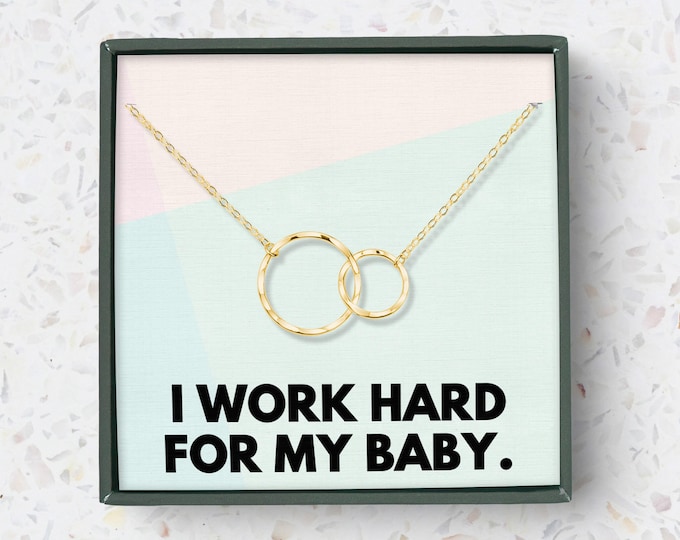 Back to work mom gift | Single mom gifts | Working mom gift | I work hard for my baby | Neckalce gift for single mother | Strength jewelry