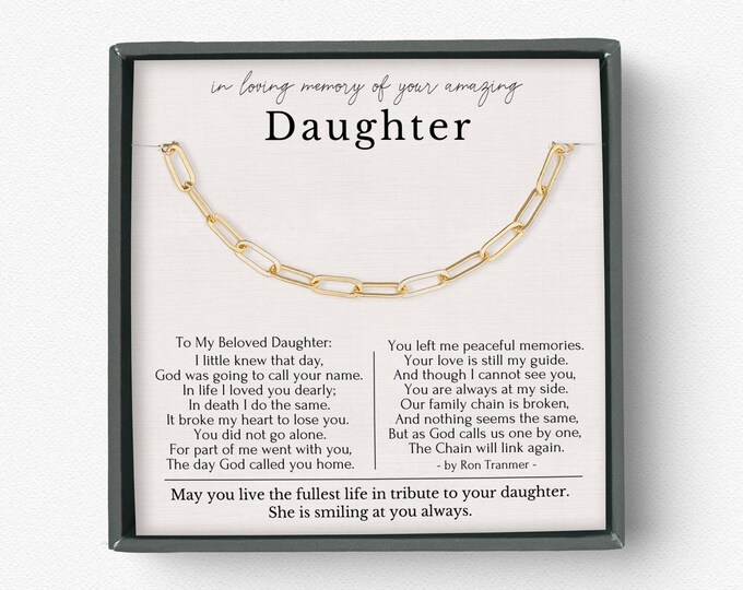 Loss of Daughter necklace Gifts, loss of daughter sympathy gift, Condolence Gift, Gold Chain  chain necklace