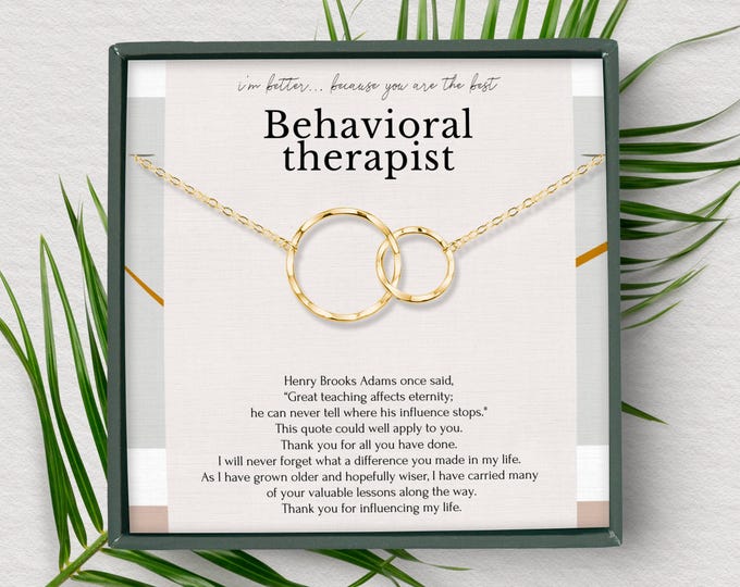 Behavioral Therapist Appreciation Gifts | Thank You Necklace Gift with Message Card | Behavioral Therapy Farewell Present | Therapist gifts