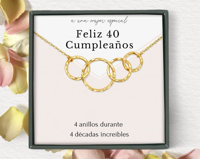 40th Birthday necklace | Feliz cumpleanos | Regalo para mujer | Regalos para mama | Spanish mom gift | 40th Birthday gift | Gift for mom