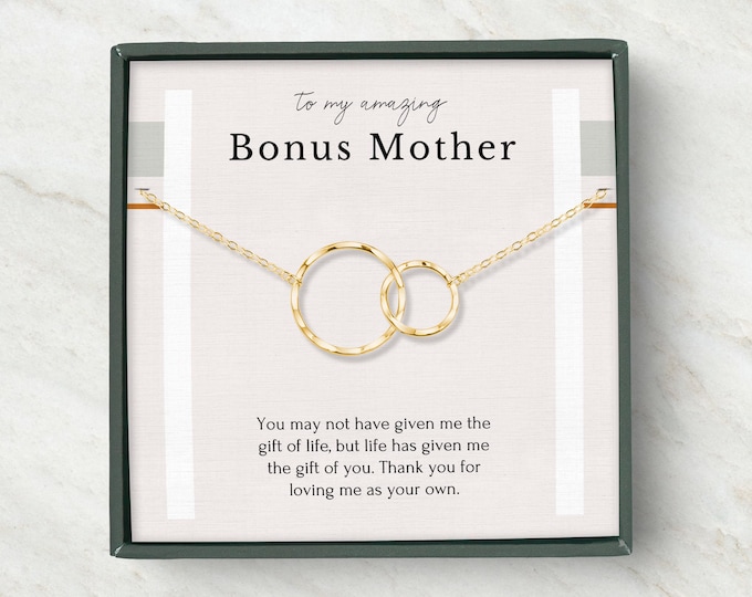 Gift for stepmom on wedding day, Bonus mother necklace gift from bride, Stepmother gift from bride, Second mom necklace gift box