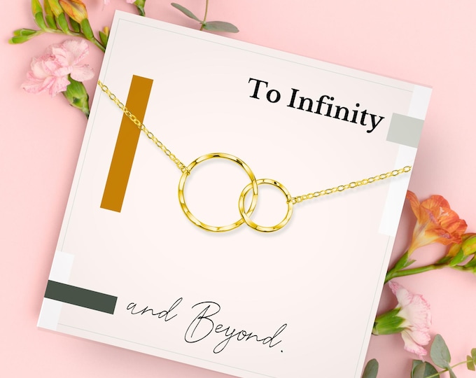 Gift For Her From Husband, Groom, or Boyfriend | Two Ring Gold or Silver Jewelry | To Infinity and Beyond Gift | Wedding or Anniversary Gift
