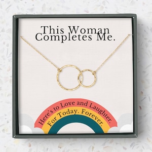 Lesbian Wedding Gift | Lesbian Couples Necklace | Anniversary Gift | Gift for Wife | Interlocking Circles in Sterling Silver