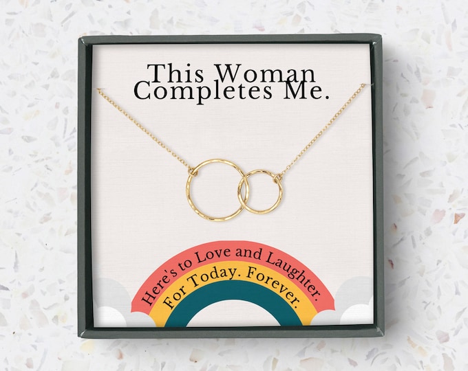 Lesbian Wedding Gift | Girlfriend Gift | Anniversary Gift | Gift for Wife | LGBT Pride Couples Necklace | Lesbian Necklace