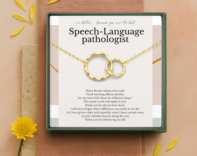 Speech Language Pathologist Gift Necklace for Women | Therapist Appreciation | SLP Thank You Gifts | Thinking of You Jewelry for Her
